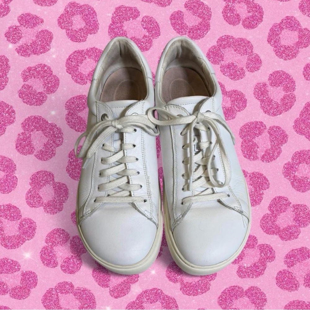 Birkenstock shoes size 40, white leather lace up sneakers